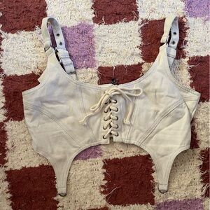 Dolls Kill Stylish Cream Denim Bralette